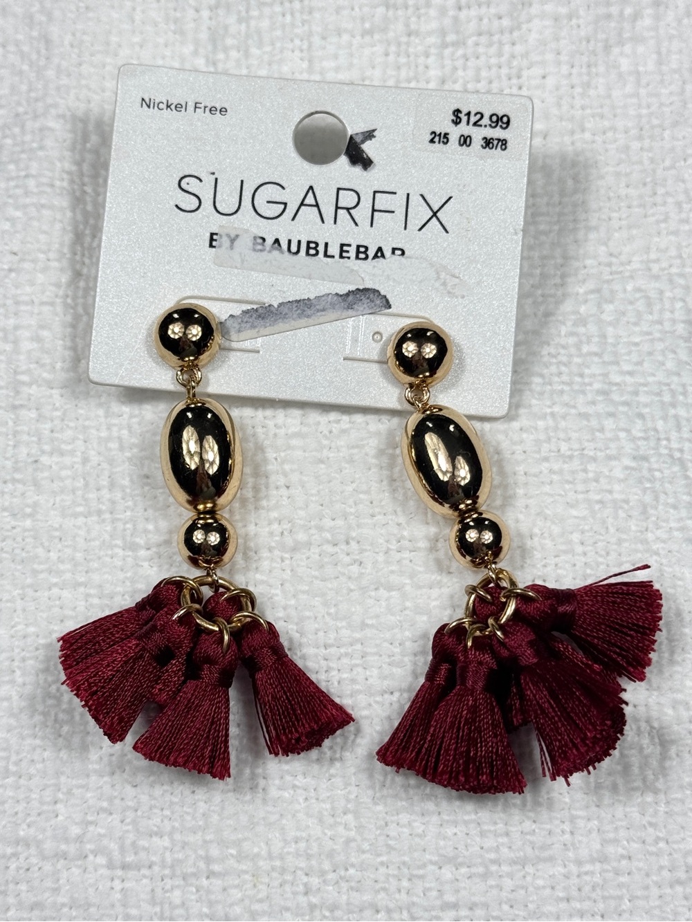 NEW Sugarfix by Baublebar Gold Stud Red Tassel Earrings